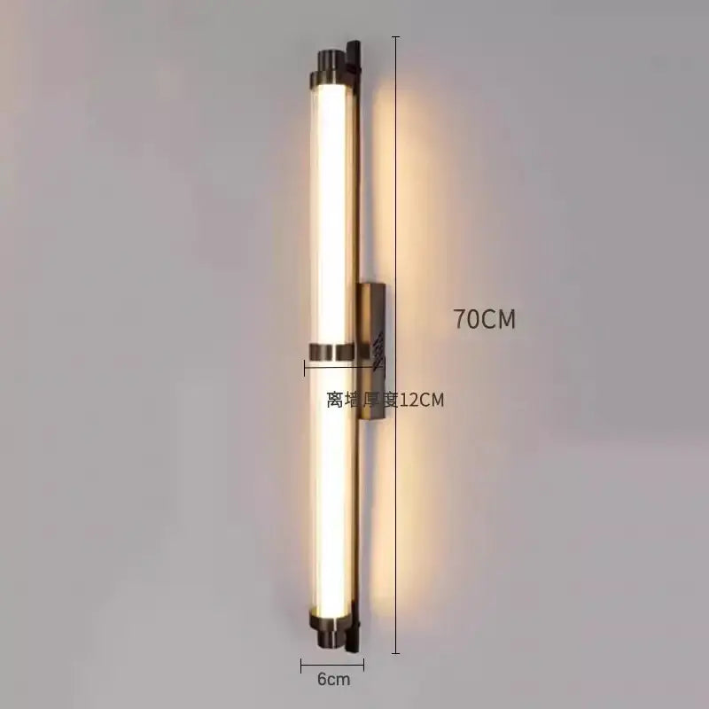 Minimalist gold led glass wall lamp for living room