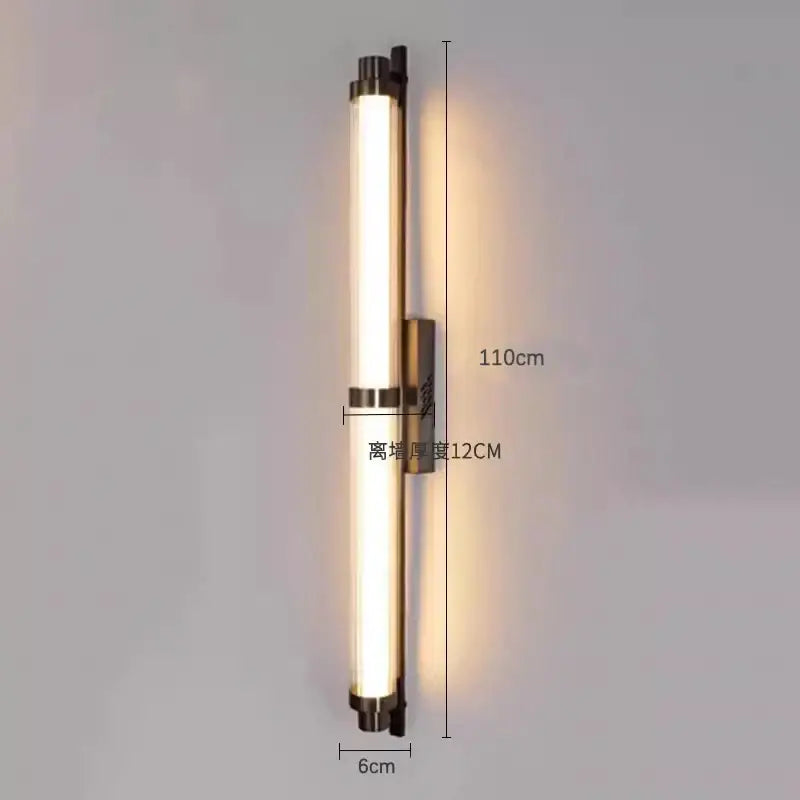Minimalist gold led glass wall lamp for living room