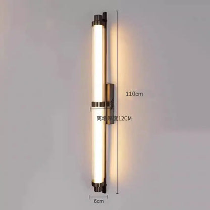 Minimalist gold led glass wall lamp for living room