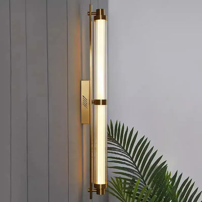 Minimalist gold led glass wall lamp for living room