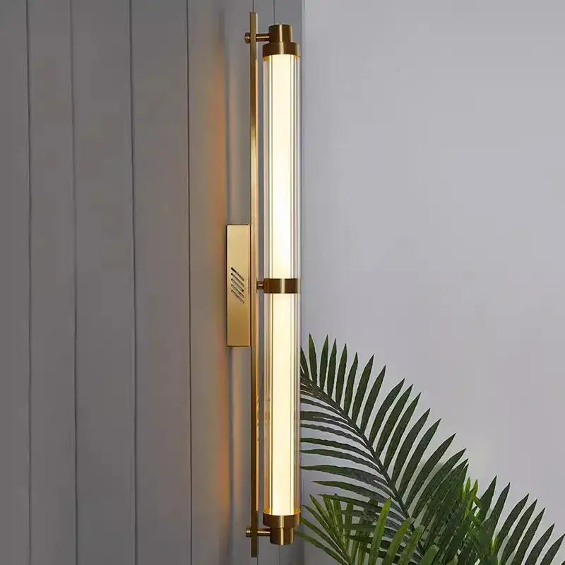 Minimalist gold led glass wall lamp for living room