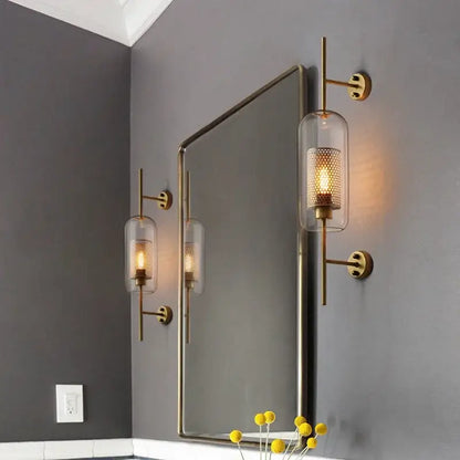 Modern gold honeycomb led glass wall lamp for bedroom decor