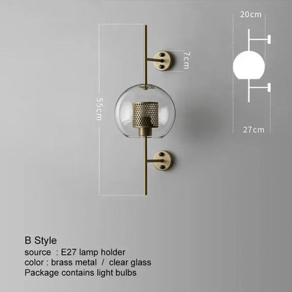 Modern gold honeycomb led glass wall lamp for bedroom decor