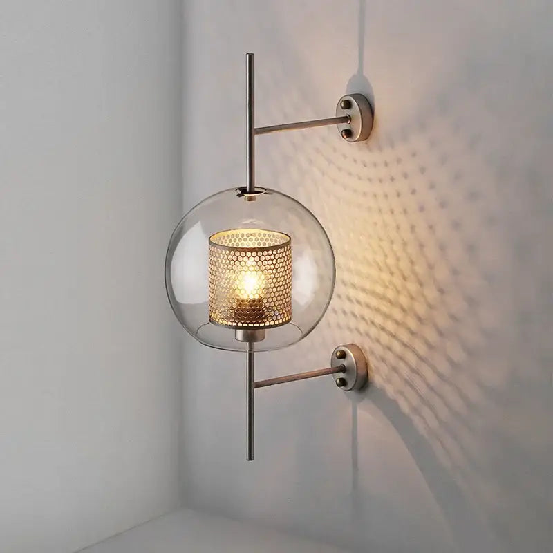 Modern gold honeycomb led glass wall lamp for bedroom decor