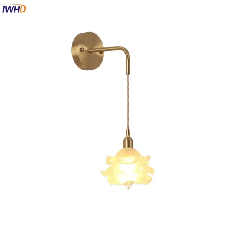 Modern gold flower led glass wall lamp for bedroom luxury decor