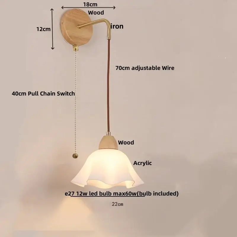 Modern gold flower led glass wall lamp for bedroom luxury decor