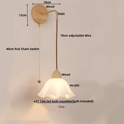 Modern gold flower led glass wall lamp for bedroom luxury decor