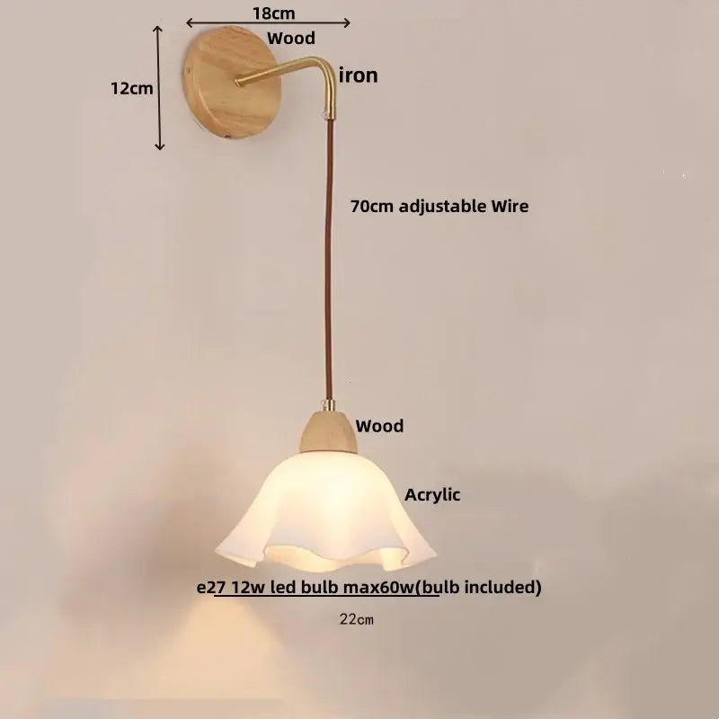 Modern gold flower led glass wall lamp for bedroom luxury decor