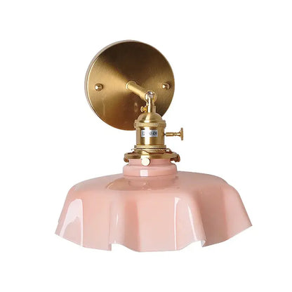 Modern pink ceramic and gold led glass wall lamp for bedroom