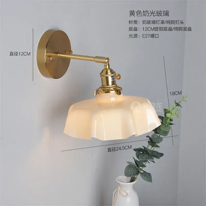 Modern pink ceramic and gold led glass wall lamp for bedroom