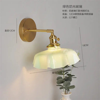 Modern pink ceramic and gold led glass wall lamp for bedroom