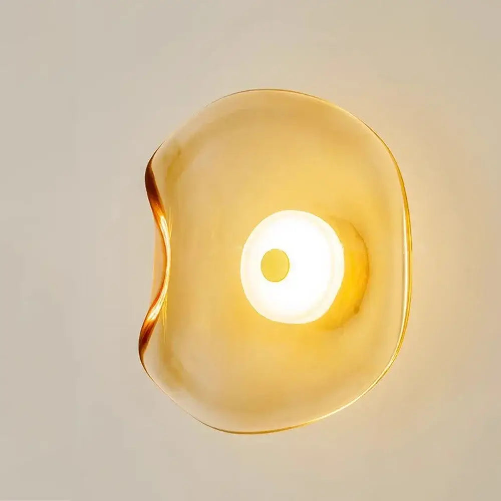 Organic amber glass wall lamp bedroom warm glow light
