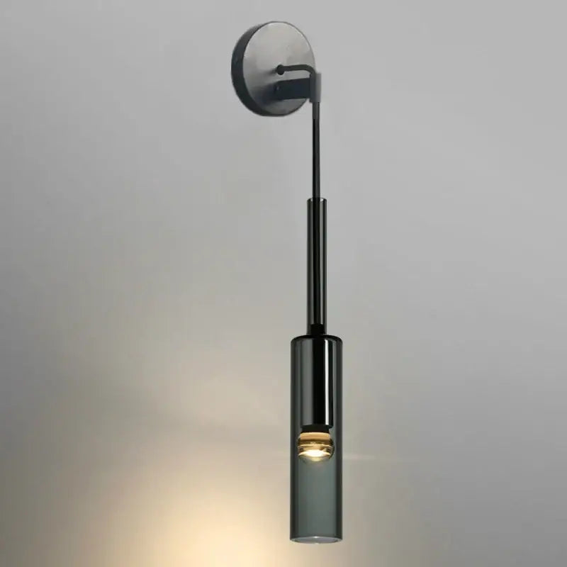 Modern black cylindrical led glass wall lamps for living room