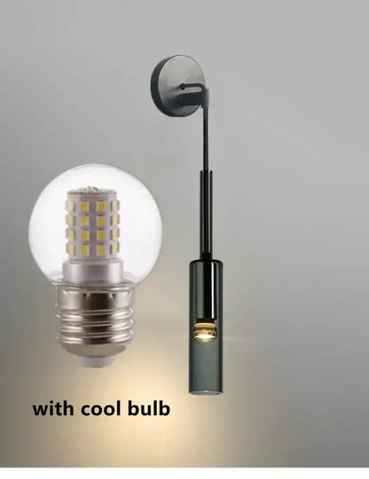 Modern black cylindrical led glass wall lamps for living room