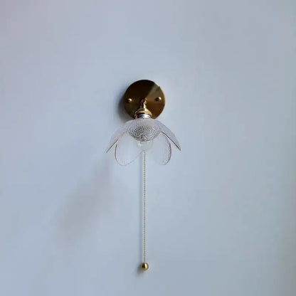 Modern gold textured glass flower wall light fixture living room