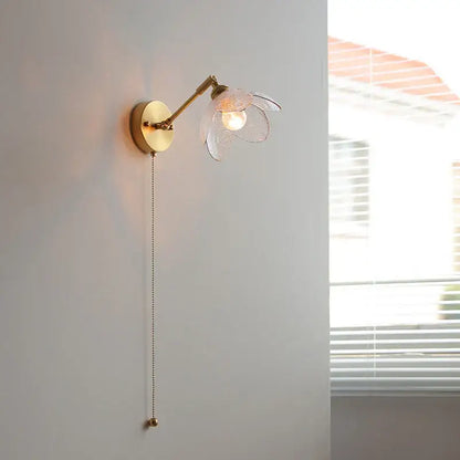 Modern gold textured glass flower wall light fixture living room