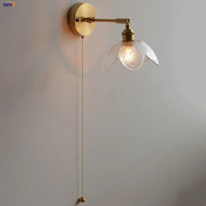 Modern gold textured glass flower wall light fixture living room