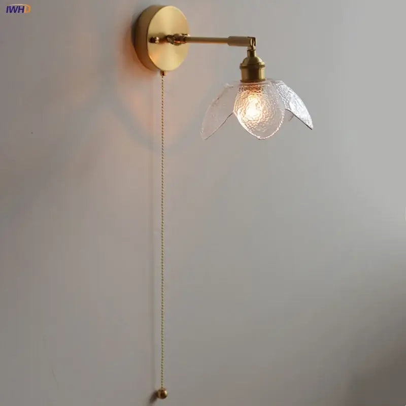 Modern gold textured glass flower wall light fixture living room