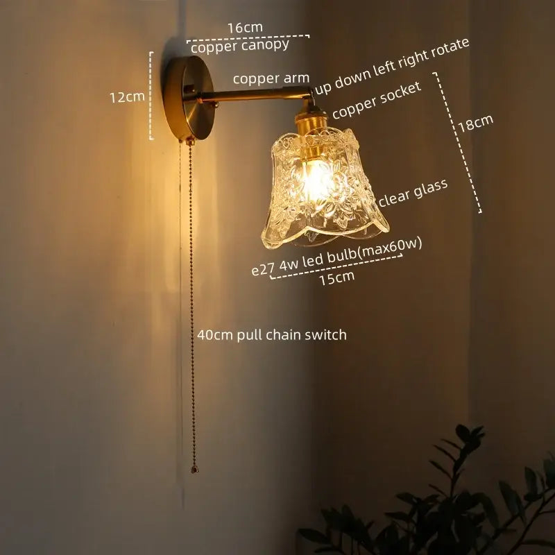Modern gold etched glass wall lights for bedroom
