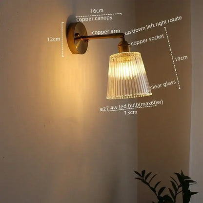 Modern gold etched glass wall lights for bedroom