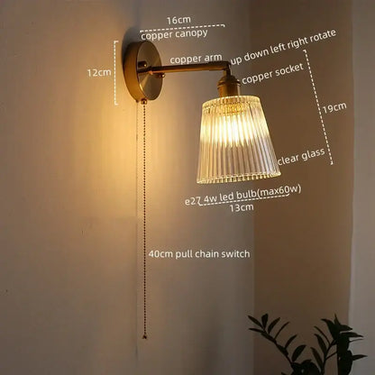 Modern gold etched glass wall lights for bedroom