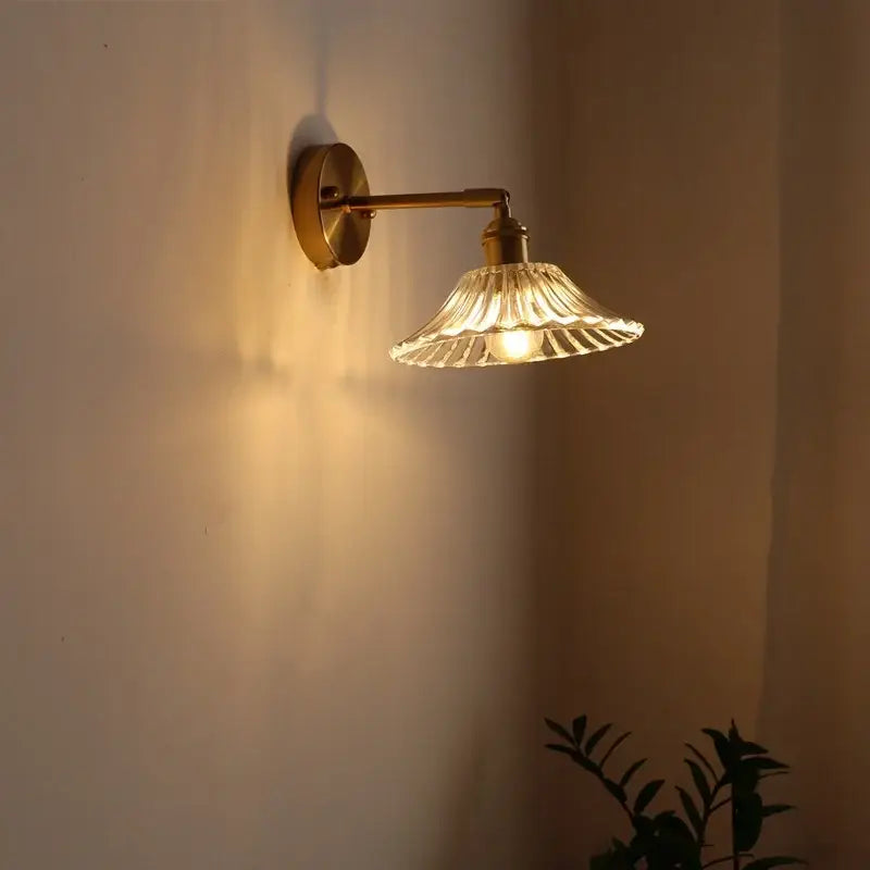 Modern gold etched glass wall lights for bedroom