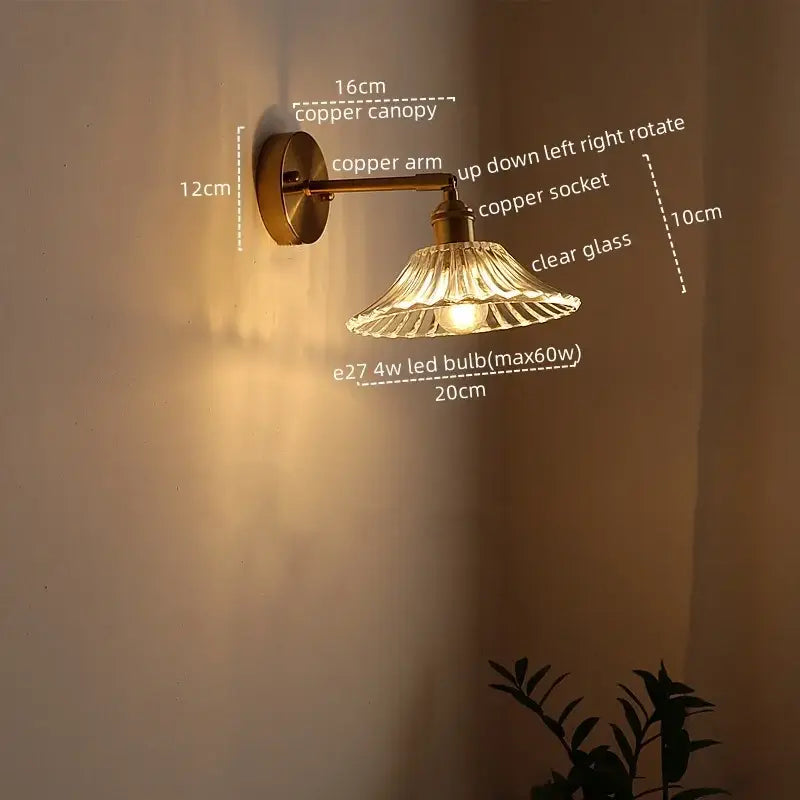 Modern gold etched glass wall lights for bedroom