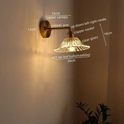 Modern gold etched glass wall lights for bedroom