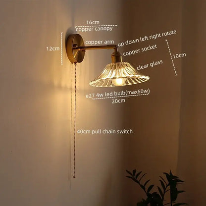 Modern gold etched glass wall lights for bedroom