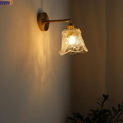 Modern gold etched glass wall lights for bedroom