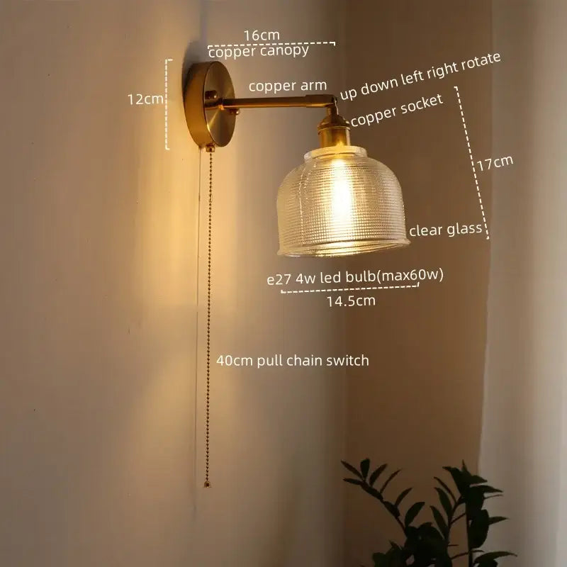 Modern gold etched glass wall lights for bedroom