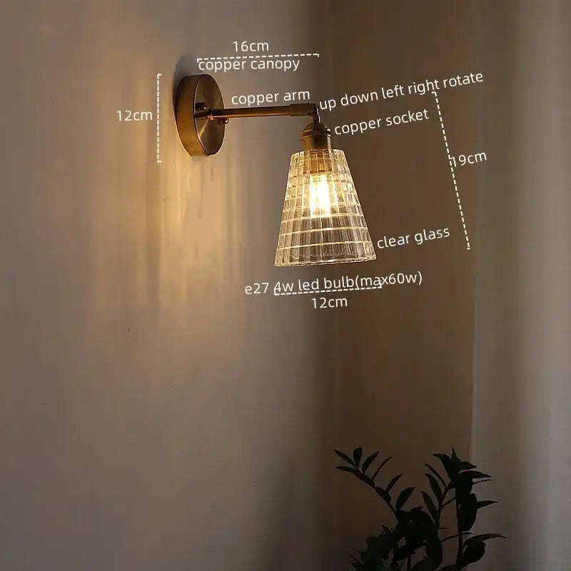 Modern gold etched glass wall lights for bedroom