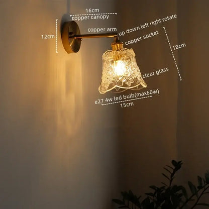 Modern gold etched glass wall lights for bedroom