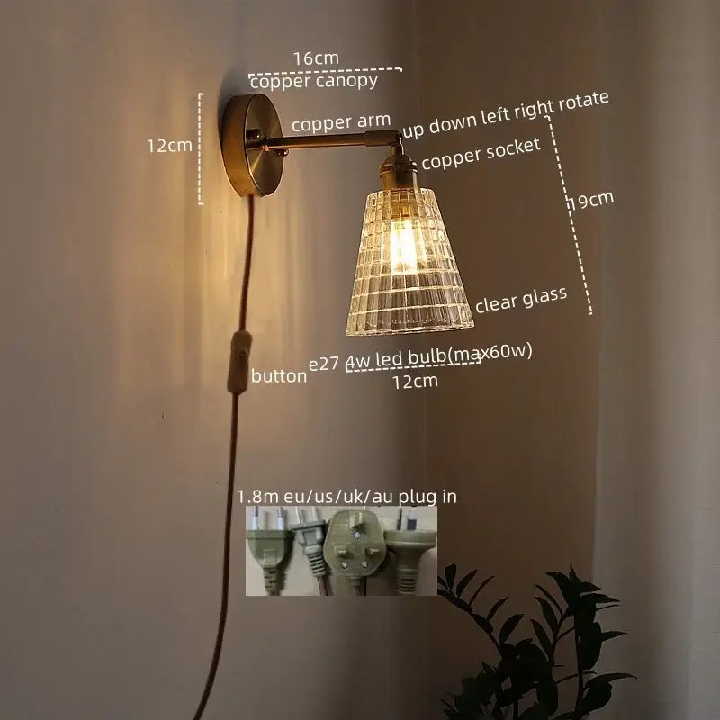 Modern gold etched glass wall lights for bedroom