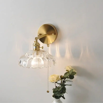 Modern gold petal led glass wall lights bedroom sconce