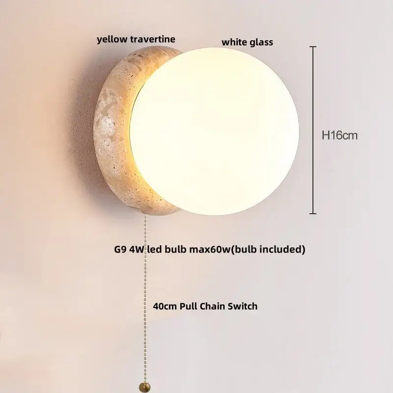 Modern beige stone and glass wall lights – living room led fixture