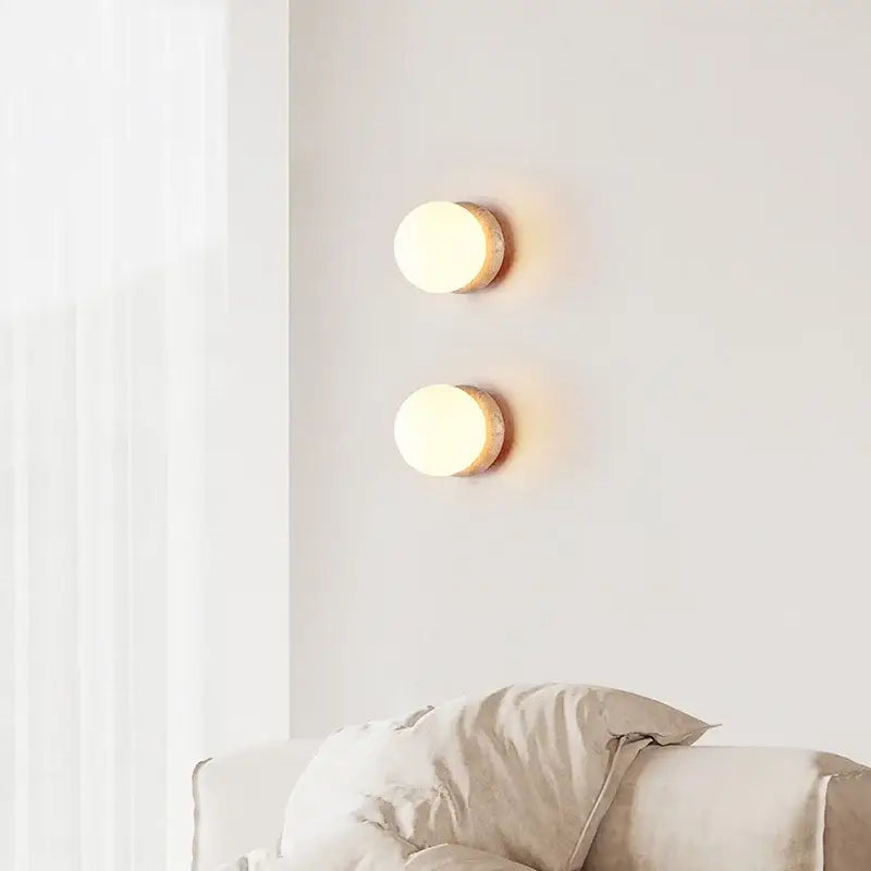 Modern beige stone and glass wall lights – living room led fixture