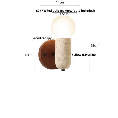Modern beige stone and glass wall lights – living room led fixture