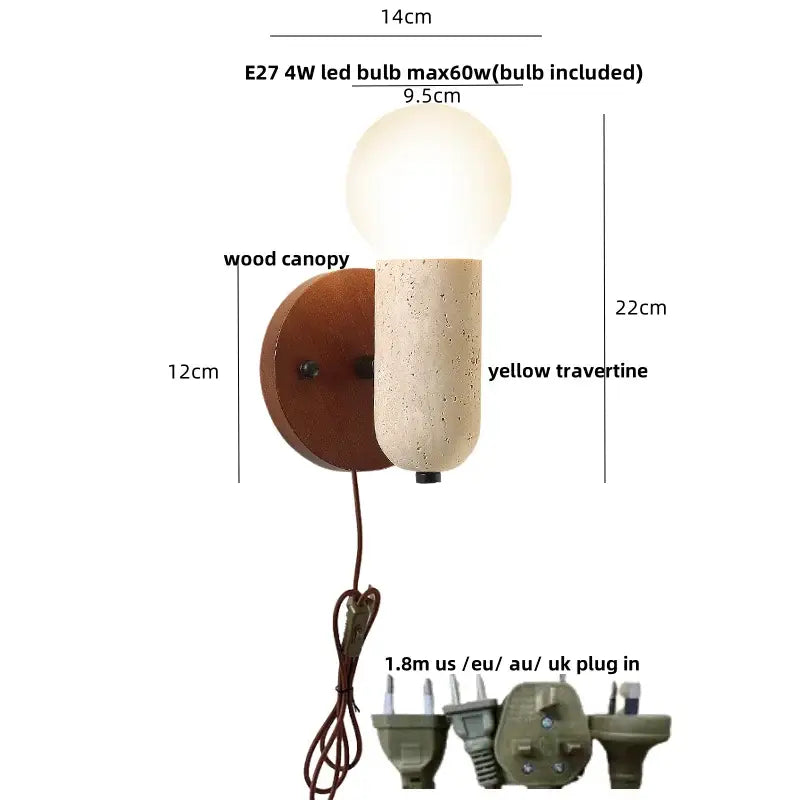 Modern beige stone and glass wall lights – living room led fixture