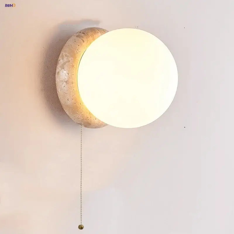Modern beige stone and glass wall lights – living room led fixture