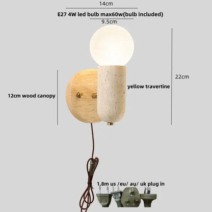 Modern beige stone and glass wall lights – living room led fixture
