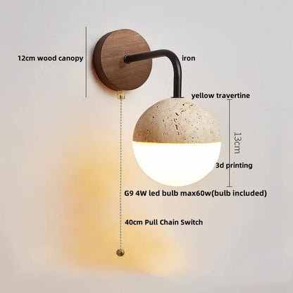 Modern beige stone and glass wall lights – living room led fixture