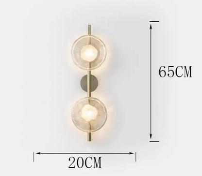 Modern minimalist brass & black led glass wall sconce living room