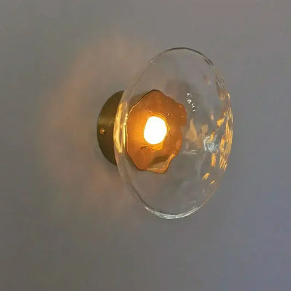 Modern minimalist brass & black led glass wall sconce living room