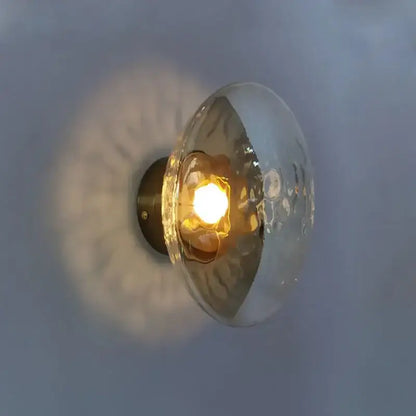 Modern minimalist brass & black led glass wall sconce living room