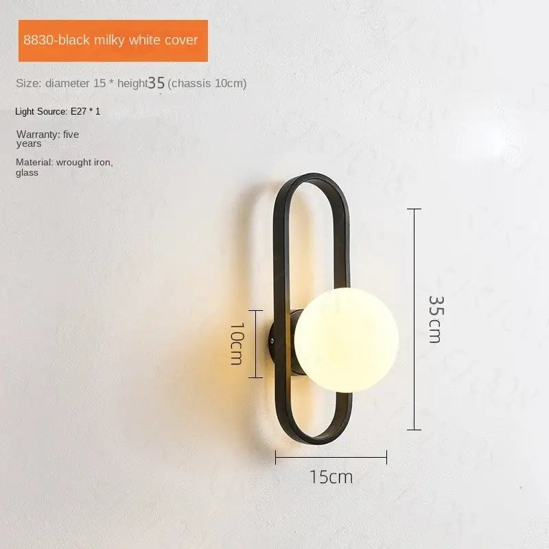 Modern minimalist curved metal wall sconce lamp for bedroom