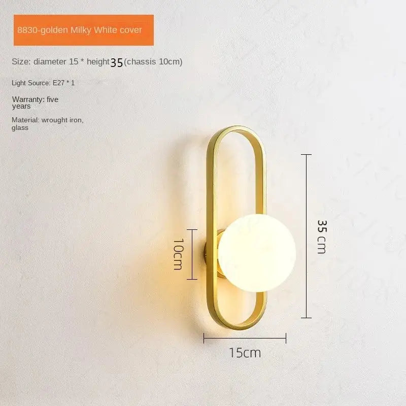 Modern minimalist curved metal wall sconce lamp for bedroom