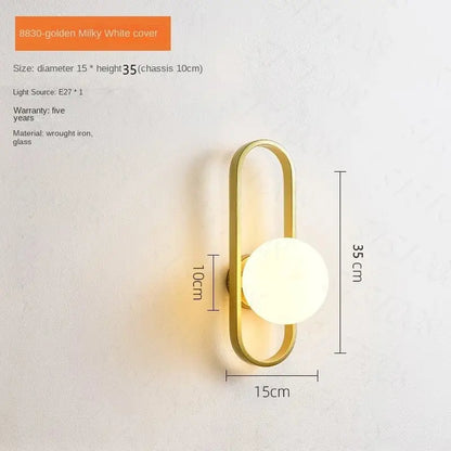 Modern minimalist curved metal wall sconce lamp for bedroom