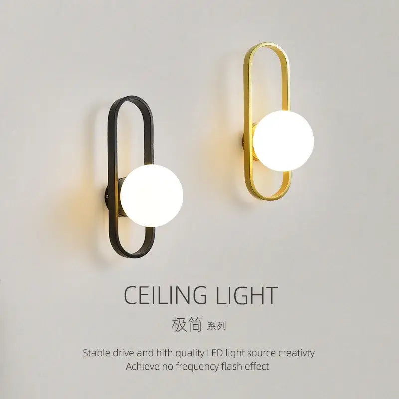 Modern minimalist curved metal wall sconce lamp for bedroom