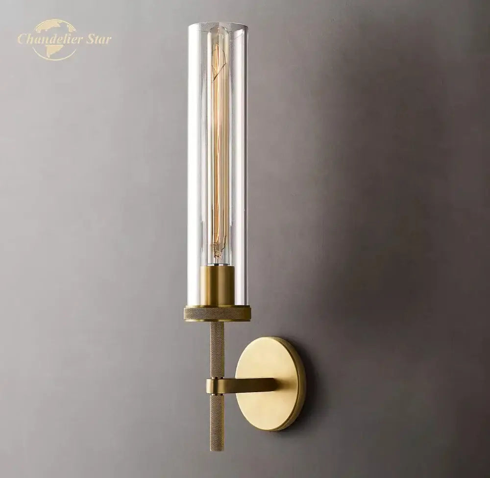 Industrial matte black led glass wall sconce bedroom light
